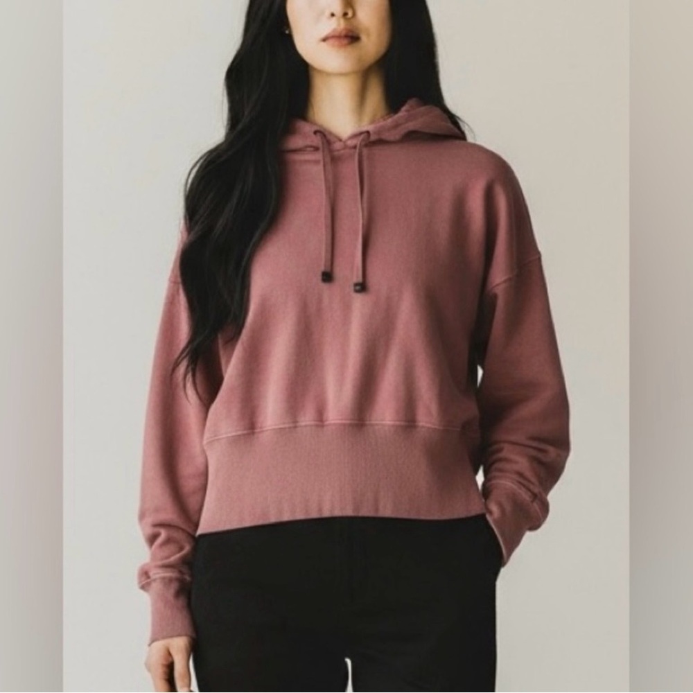 Women’s Junk Food Clothing Cropped Hoodie in Color Rose Size S